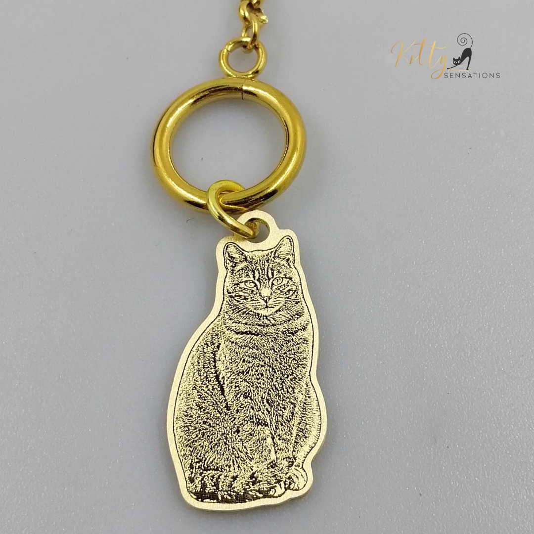 KittySensations™ Custom Cat Charm Bracelet with Personal Engraving in Solid 925 Sterling Silver or Gold Plated Titanium - Your Choice! ($59.95)