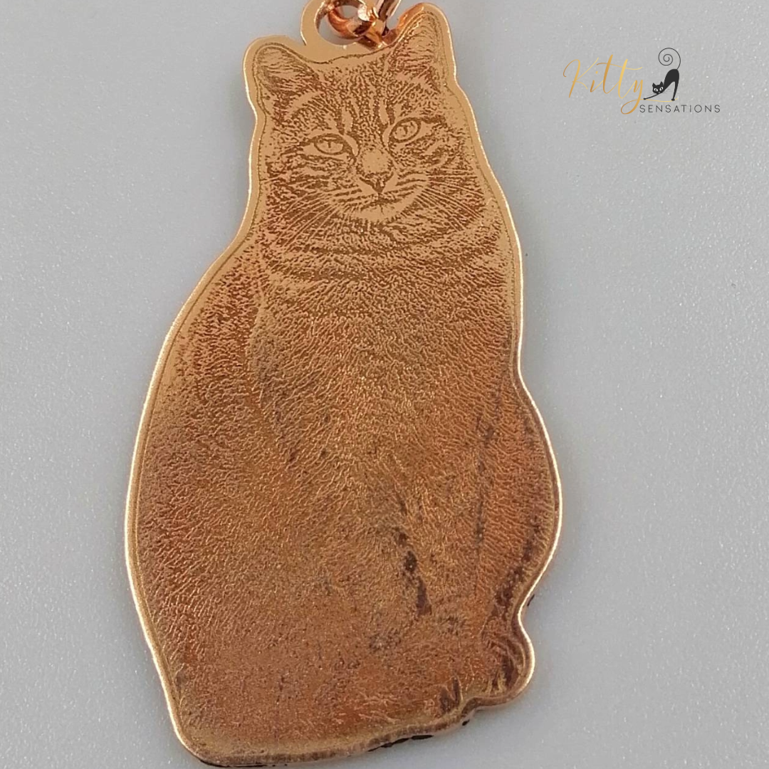 KittySensations™ Custom Cat Necklace with Personal Engraving in Solid 925 Sterling Silver or Gold / Rose Gold Plated Titanium ($59.95)