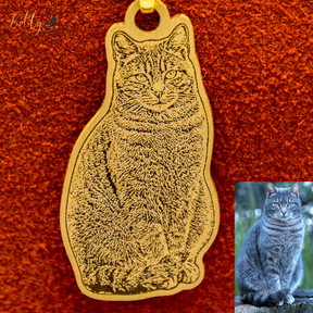 KittySensations™ Custom Cat Necklace with Personal Engraving in Solid 925 Sterling Silver or Gold / Rose Gold Plated Titanium ($59.95)