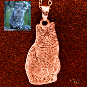 KittySensations™ Custom Cat Necklace with Personal Engraving in Solid 925 Sterling Silver or Gold / Rose Gold Plated Titanium ($59.95)