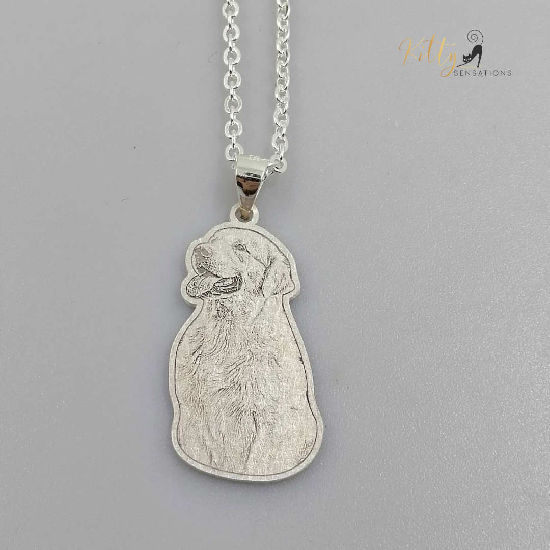 Personalized Dog Necklace with Engraving in Solid 925 Sterling Silver or Gold/Rose Gold plated Titanium - Your Choice ($59.95)