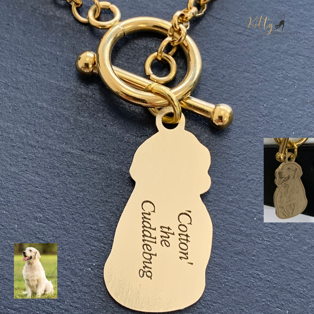 KittySensations™ Custom Dog Charm Bracelet with Personal Engraving in Solid 925 Sterling Silver or Gold Plated Titanium - Your Choice! ($59.95)