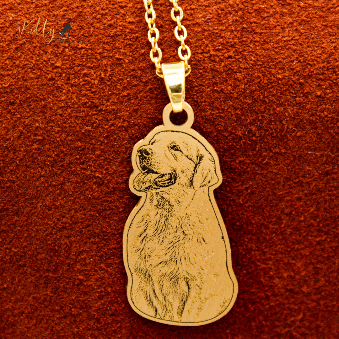 Personalized Dog Necklace with Engraving in Solid 925 Sterling Silver or Gold/Rose Gold plated Titanium - Your Choice ($59.95)