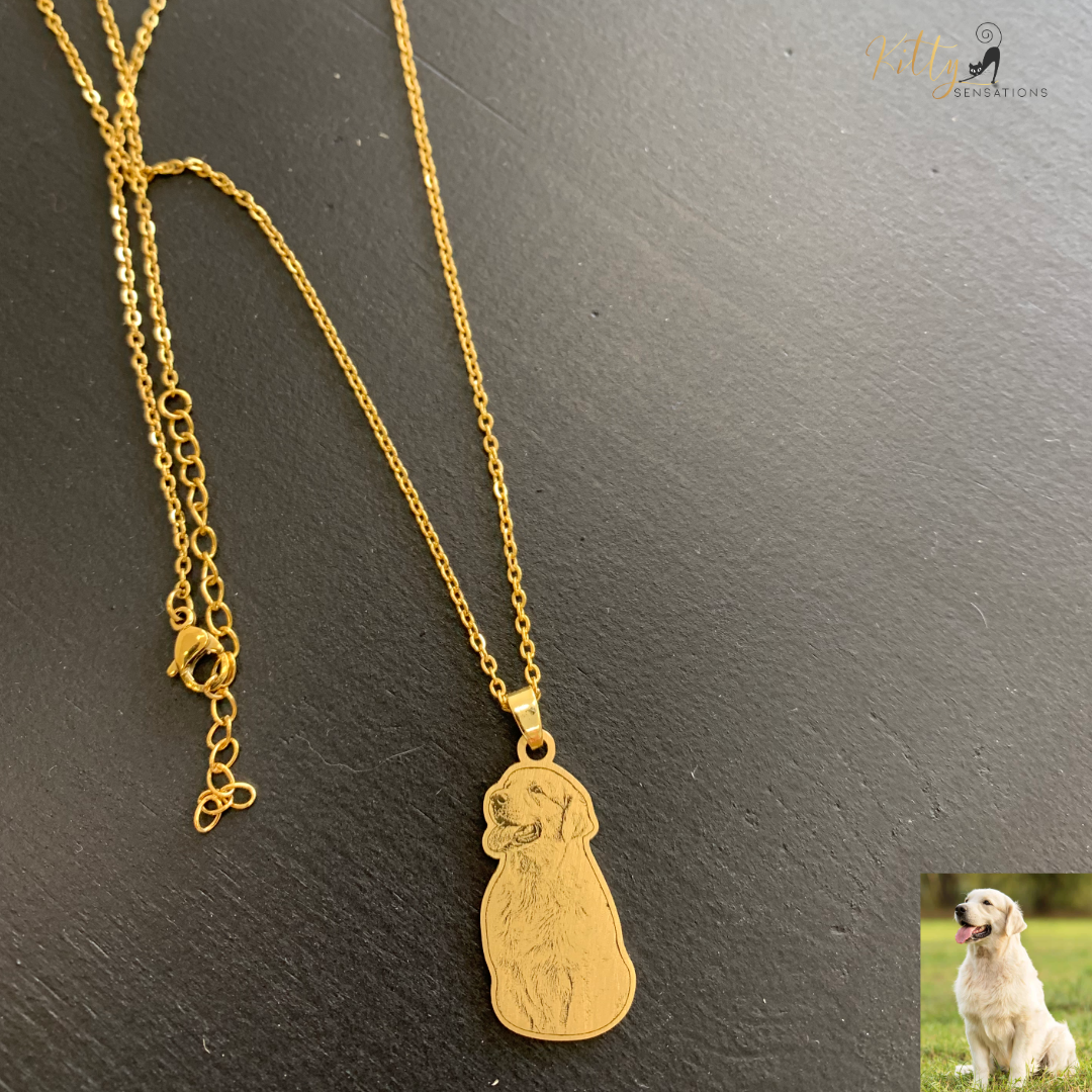 Personalized Dog Necklace with Engraving in Solid 925 Sterling Silver or Gold/Rose Gold plated Titanium - Your Choice ($59.95)