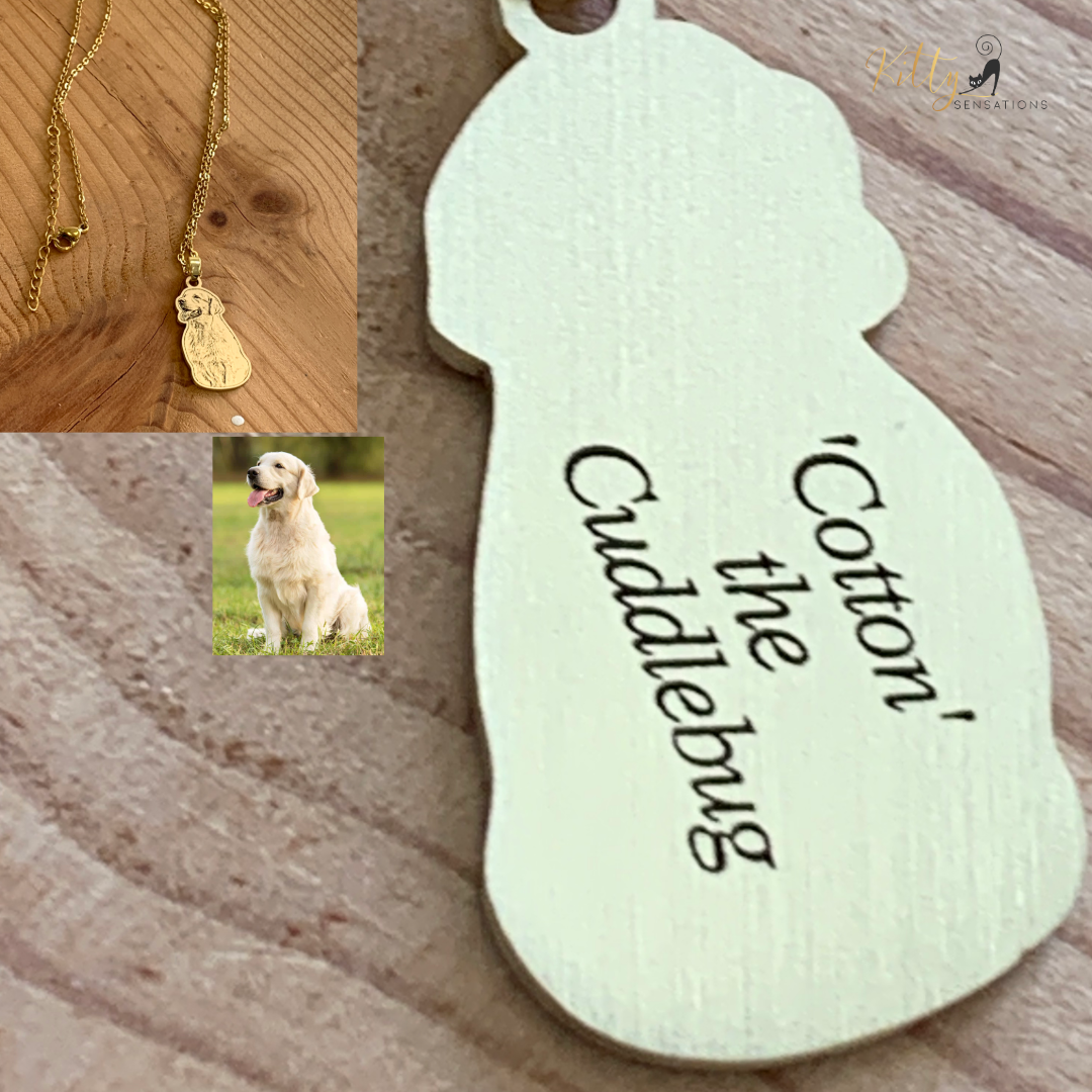 Personalized Dog Necklace with Engraving in Solid 925 Sterling Silver or Gold/Rose Gold plated Titanium - Your Choice ($59.95)