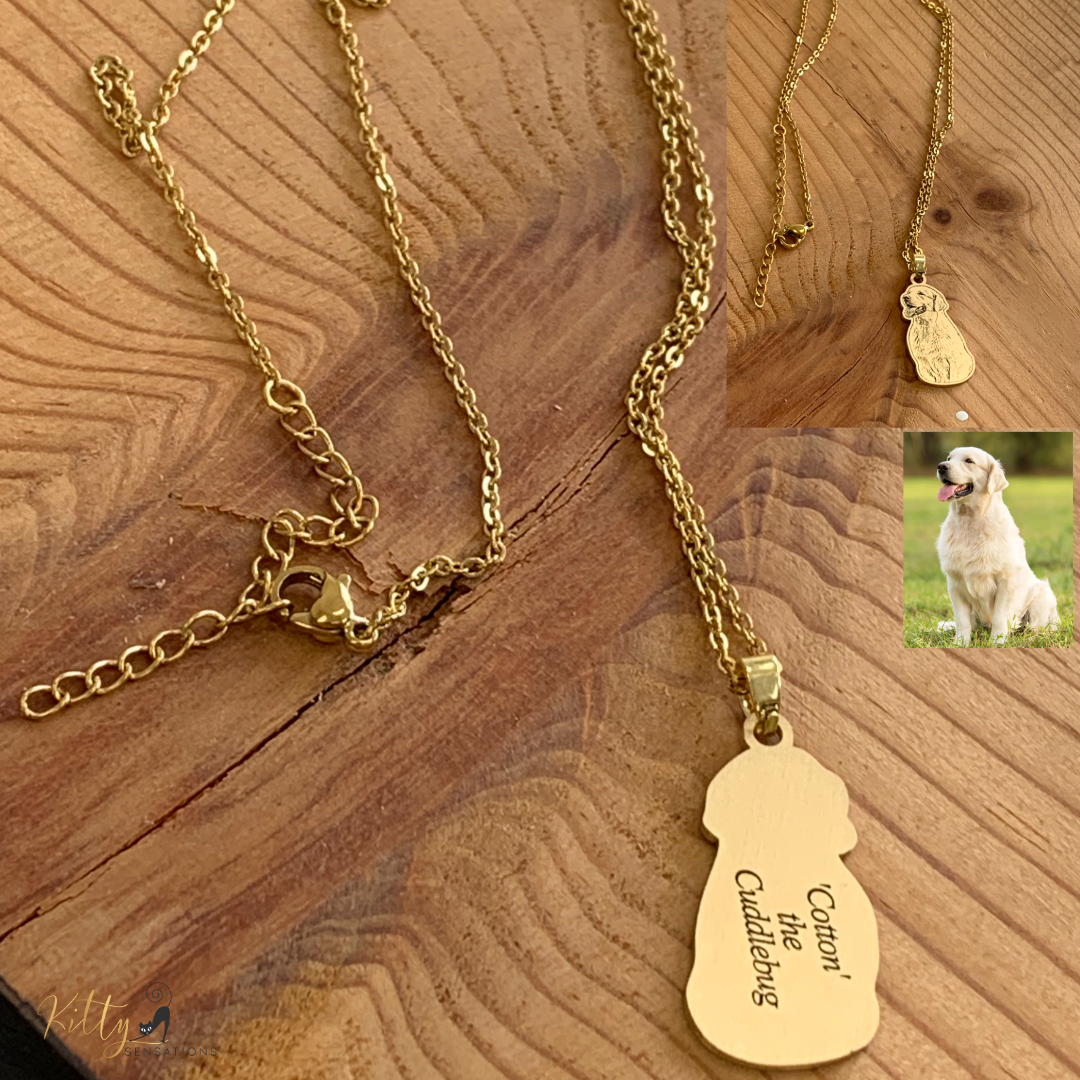 Personalized Dog Necklace with Engraving in Solid 925 Sterling Silver or Gold/Rose Gold plated Titanium - Your Choice ($59.95)