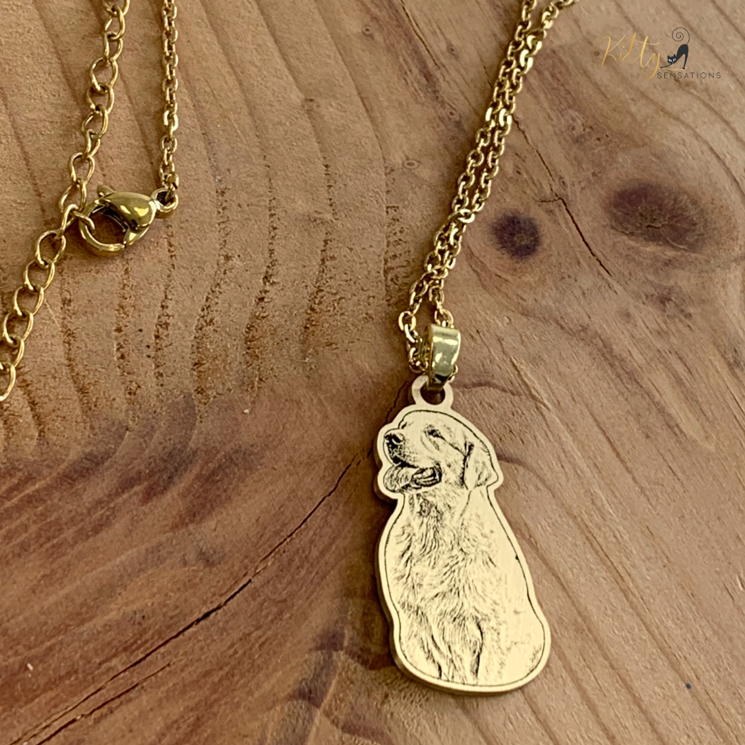 Personalized Dog Necklace with Engraving in Solid 925 Sterling Silver or Gold/Rose Gold plated Titanium - Your Choice ($59.95)