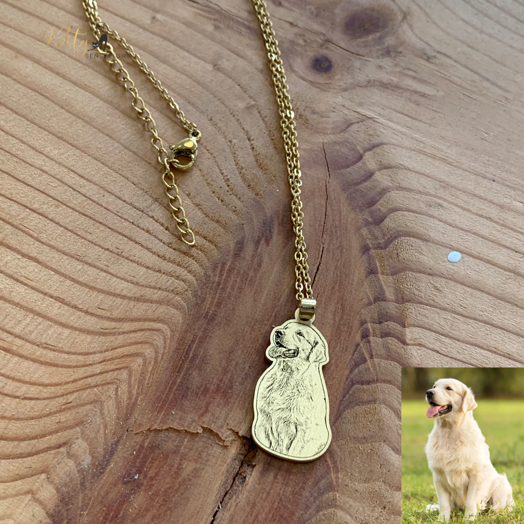 Personalized Dog Necklace with Engraving in Solid 925 Sterling Silver or Gold/Rose Gold plated Titanium - Your Choice ($59.95)