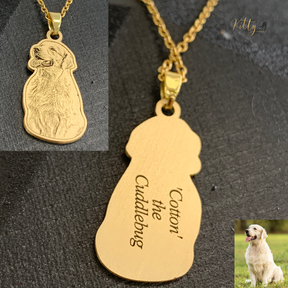 Personalized Dog Necklace with Engraving in Solid 925 Sterling Silver or Gold/Rose Gold plated Titanium - Your Choice ($59.95)