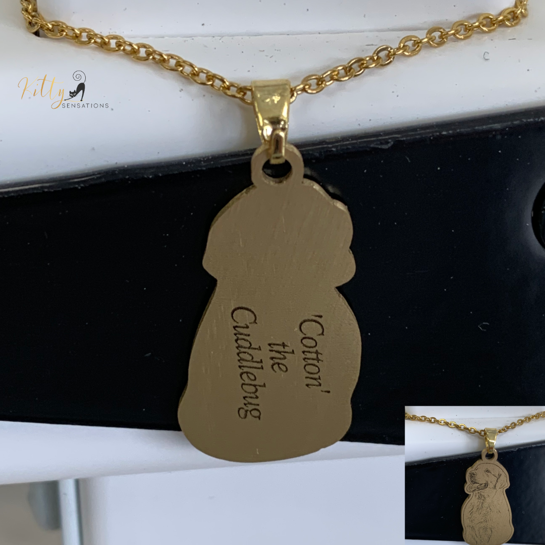 Personalized Dog Necklace with Engraving in Solid 925 Sterling Silver or Gold/Rose Gold plated Titanium - Your Choice ($59.95)