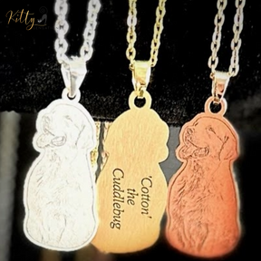 Personalized Dog Necklace with Engraving in Solid 925 Sterling Silver or Gold/Rose Gold plated Titanium - Your Choice ($59.95)