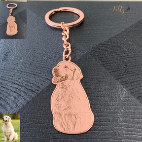 KittySensations™ Custom Dog Keychain with Personal Engraving in Solid 925 Sterling Silver or Gold Plated Titanium or Rose Gold Plated Titanium ($59.95)