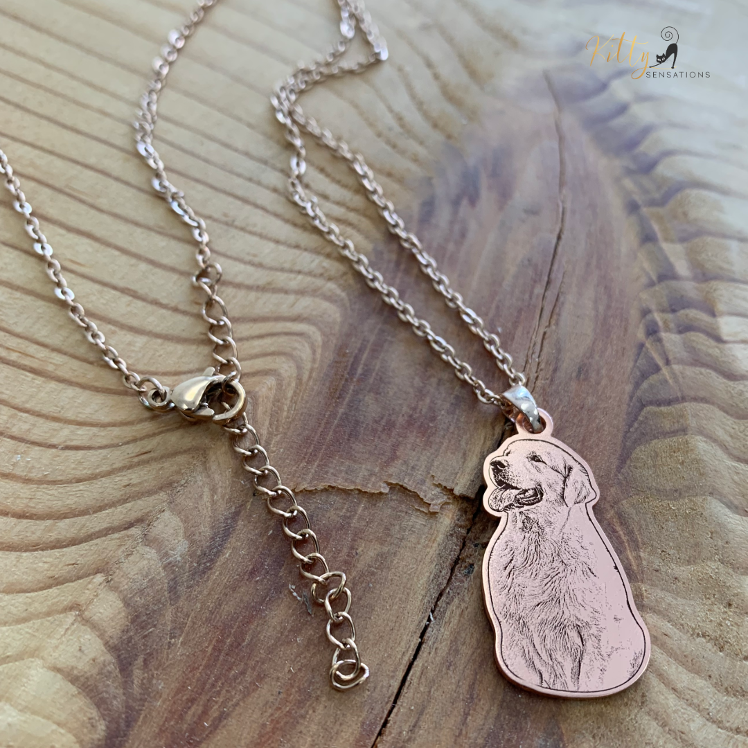 Personalized Dog Necklace with Engraving in Solid 925 Sterling Silver or Gold/Rose Gold plated Titanium - Your Choice ($59.95)