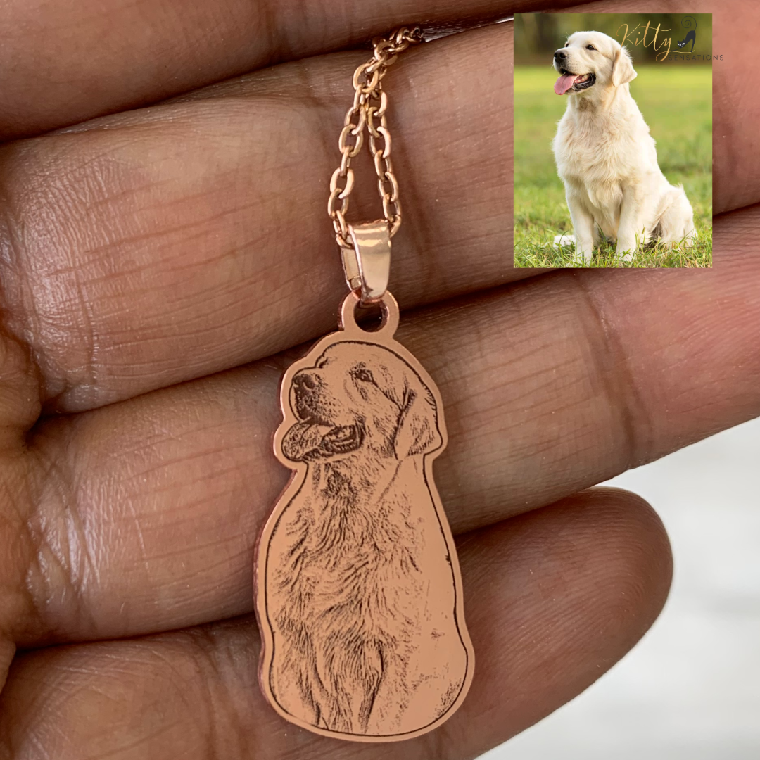 Personalized Dog Necklace with Engraving in Solid 925 Sterling Silver or Gold/Rose Gold plated Titanium - Your Choice ($59.95)