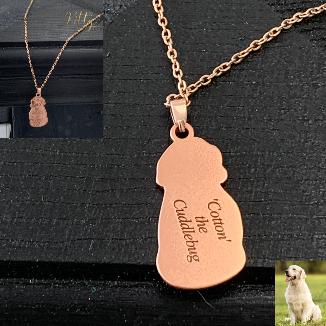 Personalized Dog Necklace with Engraving in Solid 925 Sterling Silver or Gold/Rose Gold plated Titanium - Your Choice ($59.95)