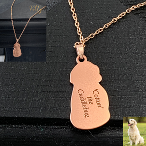 Personalized Dog Necklace with Engraving in Solid 925 Sterling Silver or Gold/Rose Gold plated Titanium - Your Choice ($59.95)