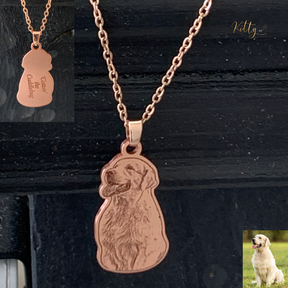 Personalized Dog Necklace with Engraving in Solid 925 Sterling Silver or Gold/Rose Gold plated Titanium - Your Choice ($59.95)