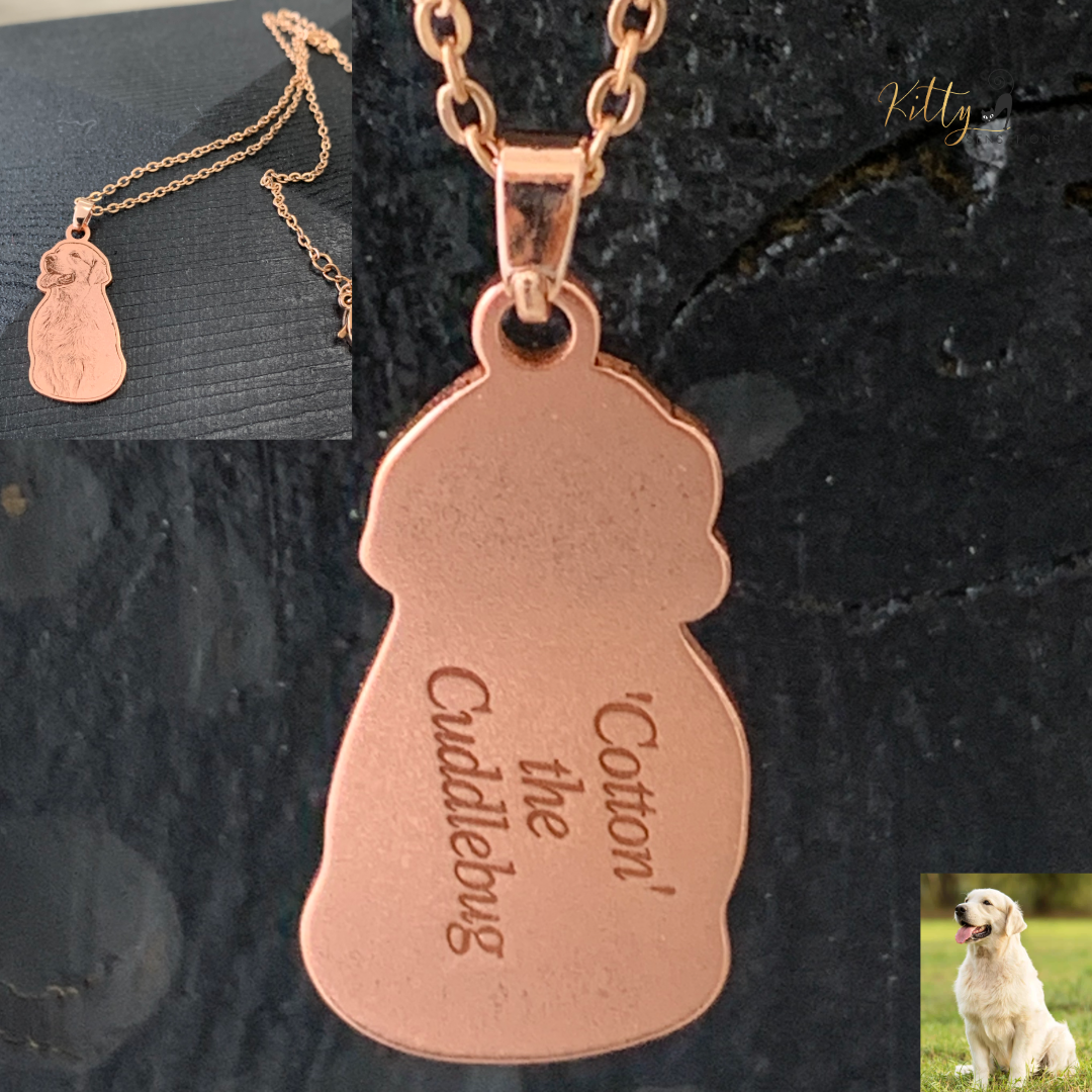 Personalized Dog Necklace with Engraving in Solid 925 Sterling Silver or Gold/Rose Gold plated Titanium - Your Choice ($59.95)