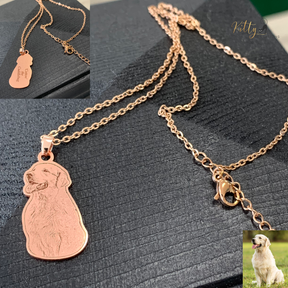 Personalized Dog Necklace with Engraving in Solid 925 Sterling Silver or Gold/Rose Gold plated Titanium - Your Choice ($59.95)