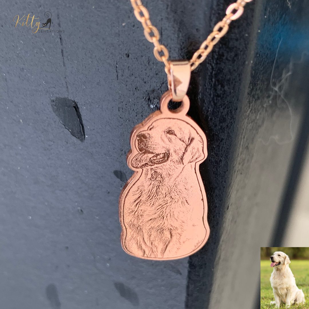 Personalized Dog Necklace with Engraving in Solid 925 Sterling Silver or Gold/Rose Gold plated Titanium - Your Choice ($59.95)