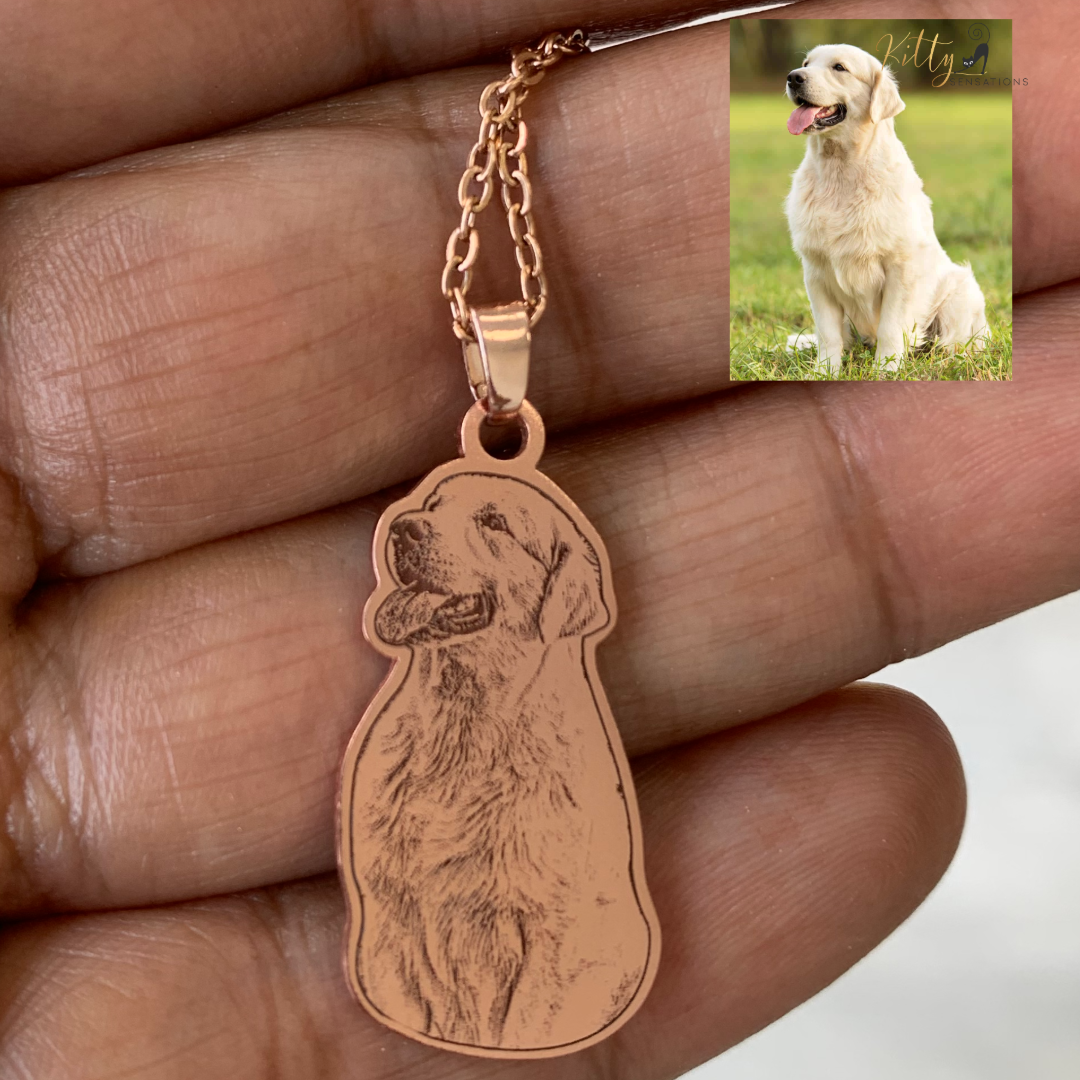 Personalized Dog Necklace with Engraving in Solid 925 Sterling Silver or Gold/Rose Gold plated Titanium - Your Choice ($59.95)