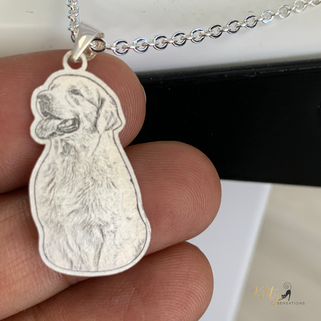 Personalized Dog Necklace with Engraving in Solid 925 Sterling Silver or Gold/Rose Gold plated Titanium - Your Choice ($59.95)