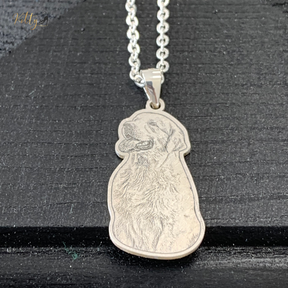 Personalized Dog Necklace with Engraving in Solid 925 Sterling Silver or Gold/Rose Gold plated Titanium - Your Choice ($59.95)