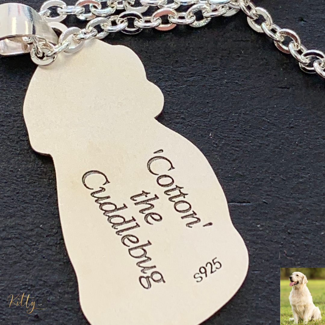 Personalized Dog Necklace with Engraving in Solid 925 Sterling Silver or Gold/Rose Gold plated Titanium - Your Choice ($59.95)