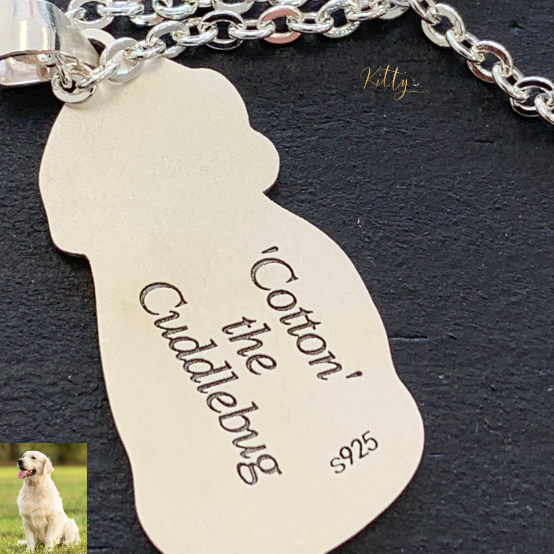 Personalized Dog Necklace with Engraving in Solid 925 Sterling Silver or Gold/Rose Gold plated Titanium - Your Choice ($59.95)