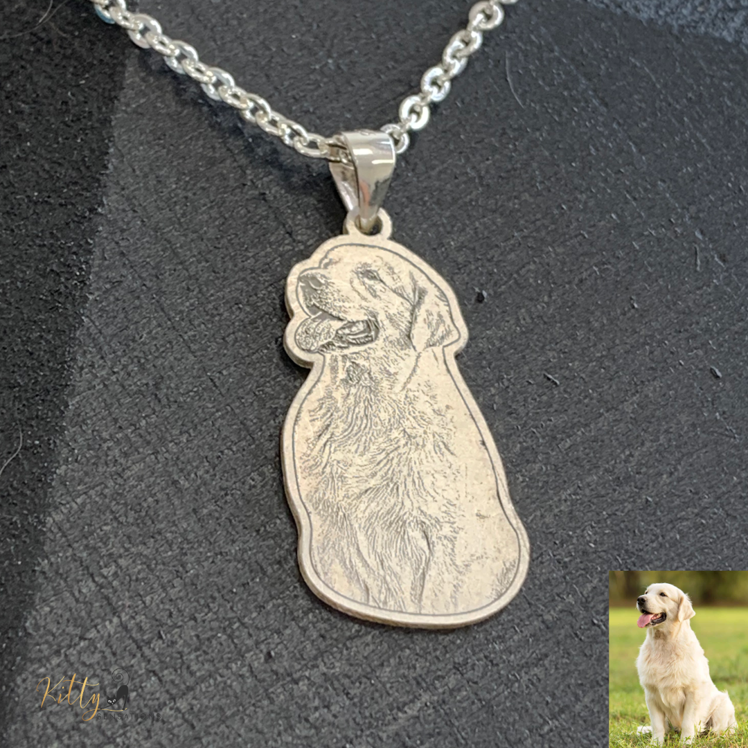 Personalized Dog Necklace with Engraving in Solid 925 Sterling Silver or Gold/Rose Gold plated Titanium - Your Choice ($59.95)